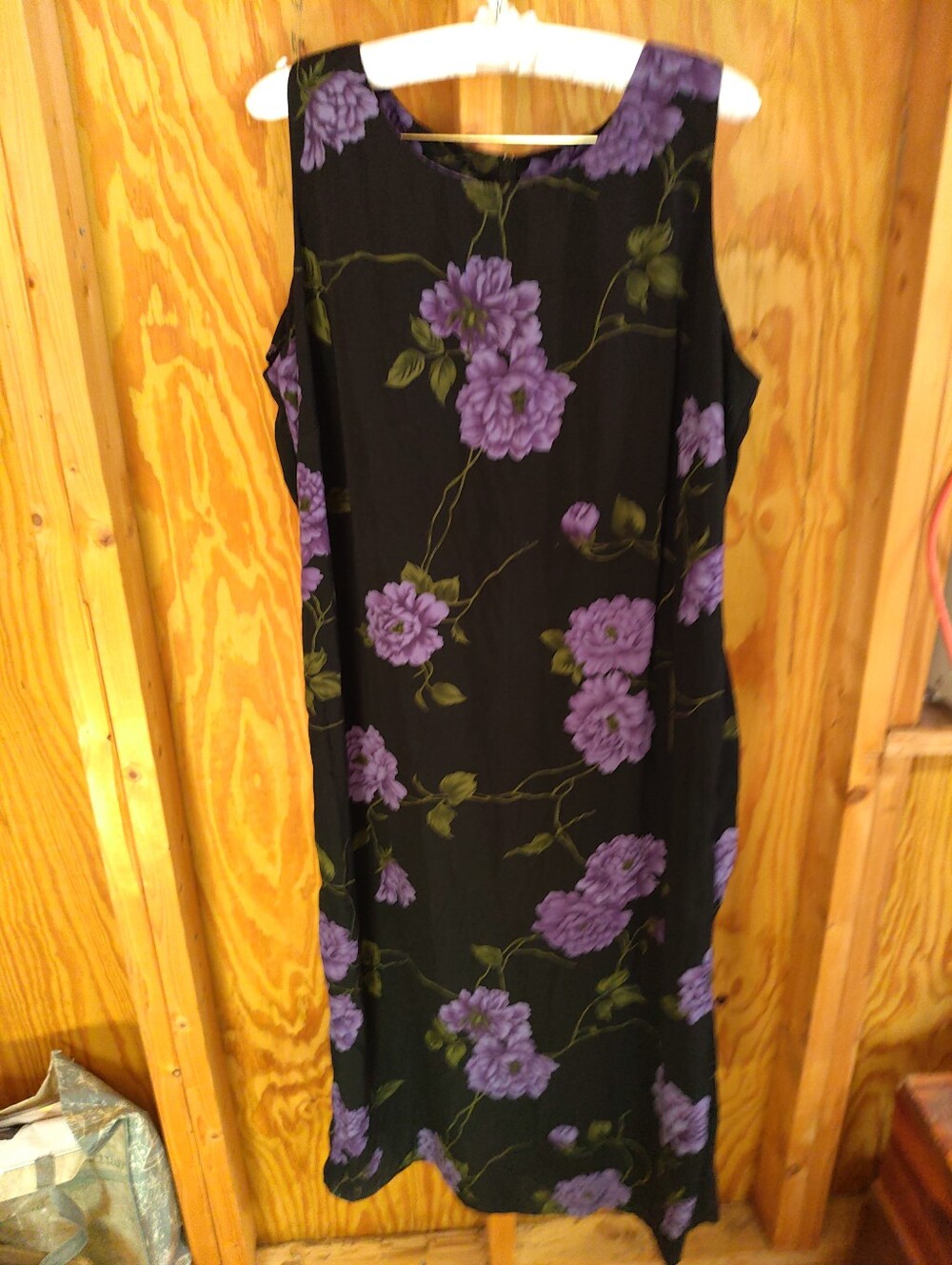 Studio I Women 22W Black Purple Floral Sleeveless Maxi Dress 2-Pc Set Piece